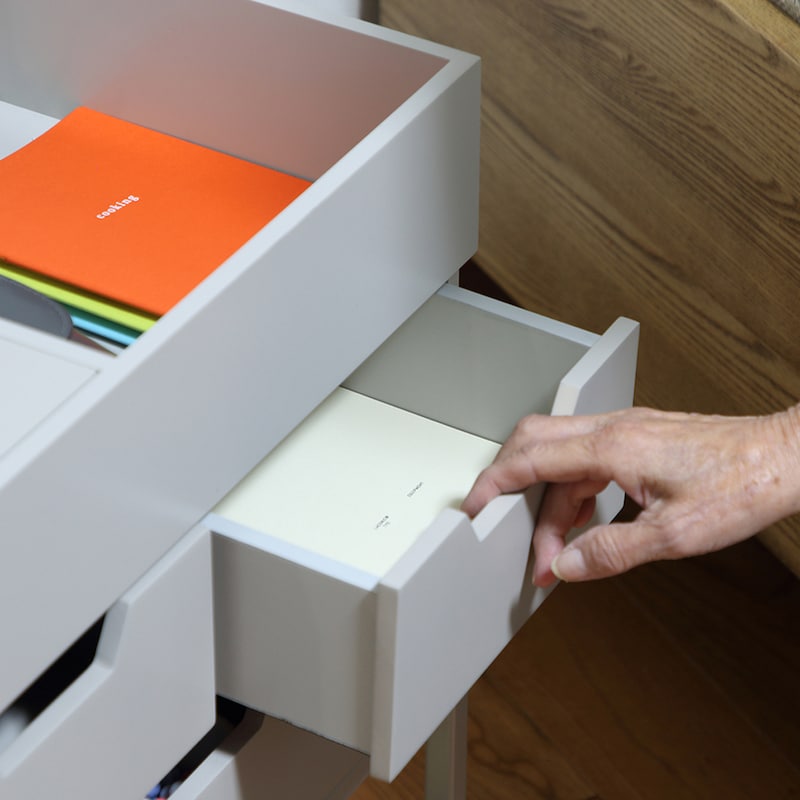 使い勝手のよいサイズ違いの引出し/グレー