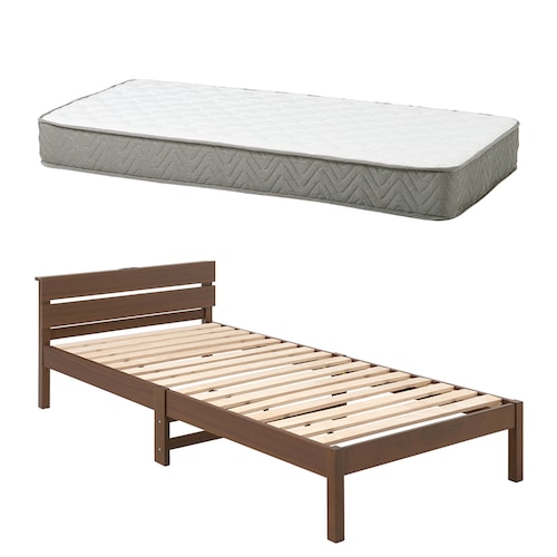 工具不要で組立簡単コンセント付きシングルベッド ＜マットレス付き＞【マットレスは圧縮ロールにてお届け】