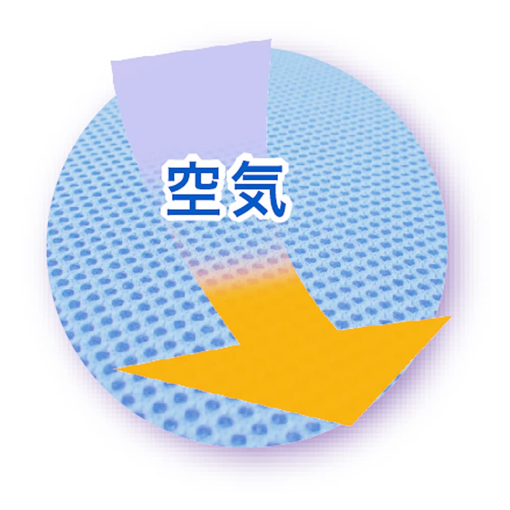 通気性の良いメッシュ生地がマット内部の湿気を逃がし蒸れにくい