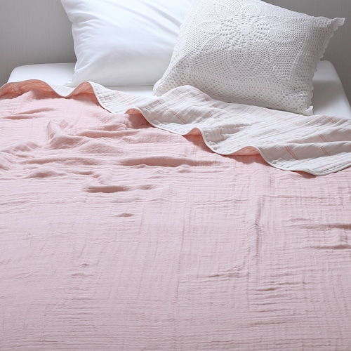 洗うほどやわらか、リバーシブル仕様の6重ガーゼケット［日本製］