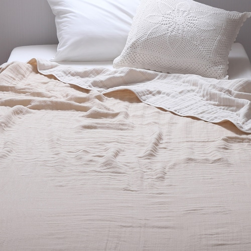 洗うほどやわらか、リバーシブル仕様の6重ガーゼケット［日本製］