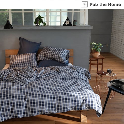 シックなチェック柄の綿ビエラ掛け布団カバー・枕カバー＜単品＞