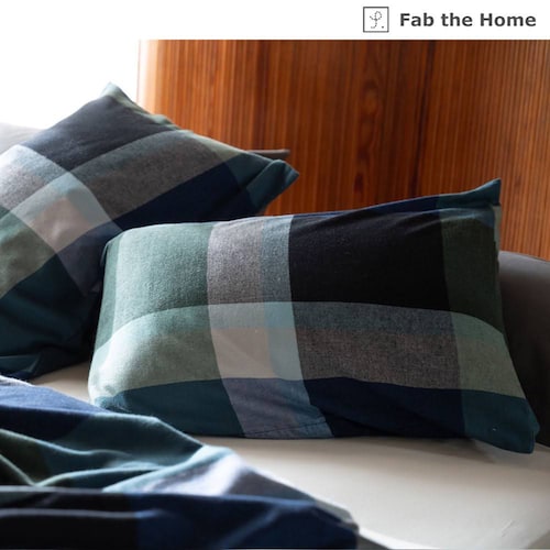 シックなチェック柄の綿ビエラ掛け布団カバー・枕カバー＜単品＞