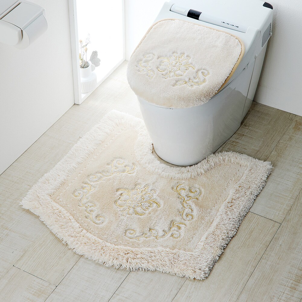 【ベルメゾン】ラインストーンと刺繍のロイヤルデザイン トイレマット・フタカバー(単品・セット)
