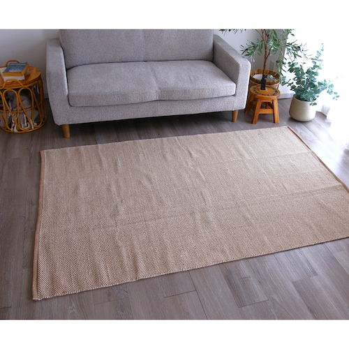 シンプルデザインの洗えるインド綿ラグ