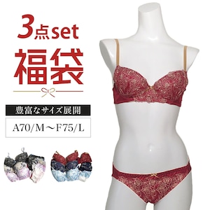 【ベルメゾン】【プチプラ】【3枚セット】ブラ & ショーツセット