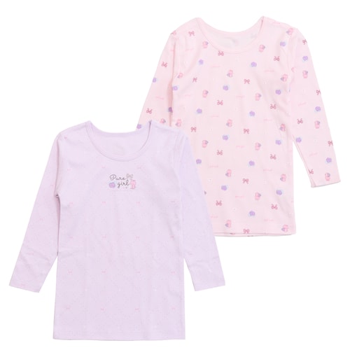 【２枚組】綿素材スムース８分袖Ｔシャツインナー【子供・ジュニア肌着】