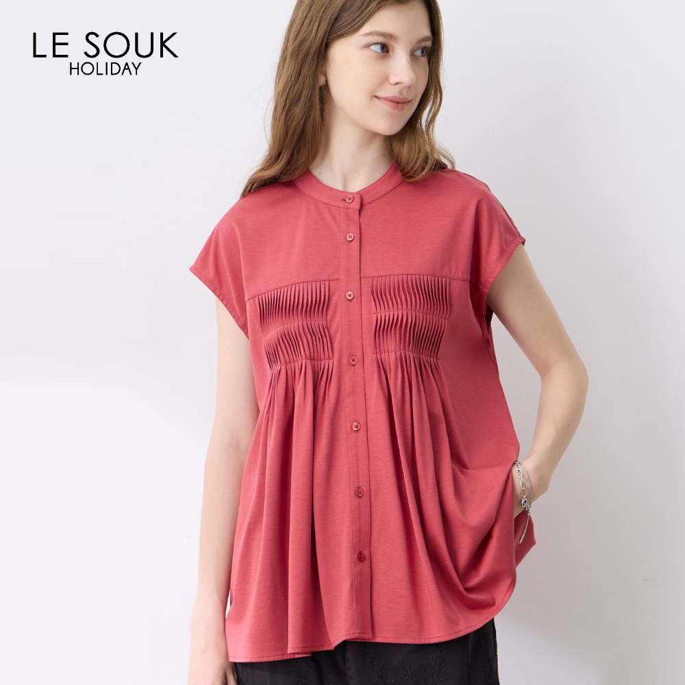 【ルスークホリデー/LE SOUK HOLIDAY】前タックカットソーブラウス【接触冷感】