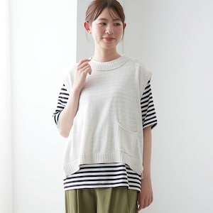 【ベルメゾン】ニット×カットソーアンサンブル