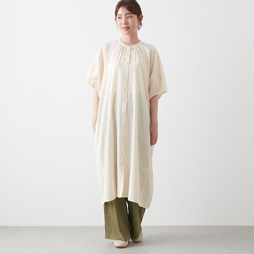 綿麻切替えワンピース