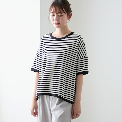 ワッフルボーダーカットソー