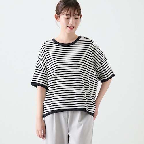 ワッフルボーダーカットソー