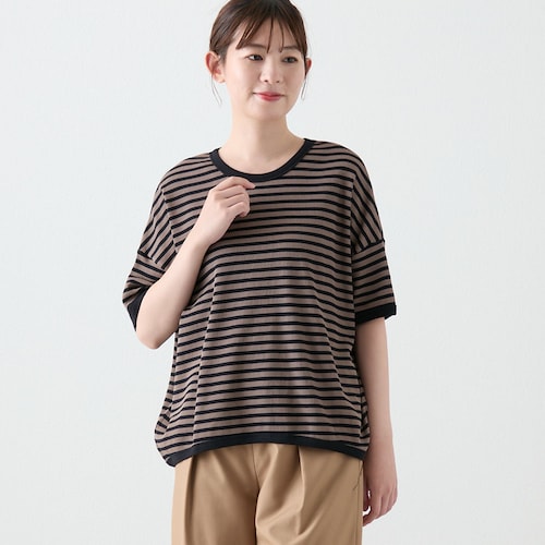 ワッフルボーダーカットソー