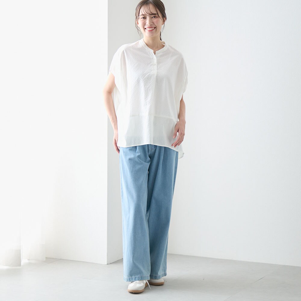 ★２０１９年購入×ゆったり目のシルエット◎コットン×リネン混の長袖デニムシャツ★45rpm 45R 即決 メンズも ユニセックスで