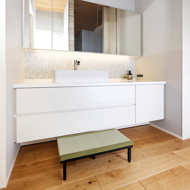 お手入れしやすいグリーン(樹脂)は洗面スペースにもおすすめ