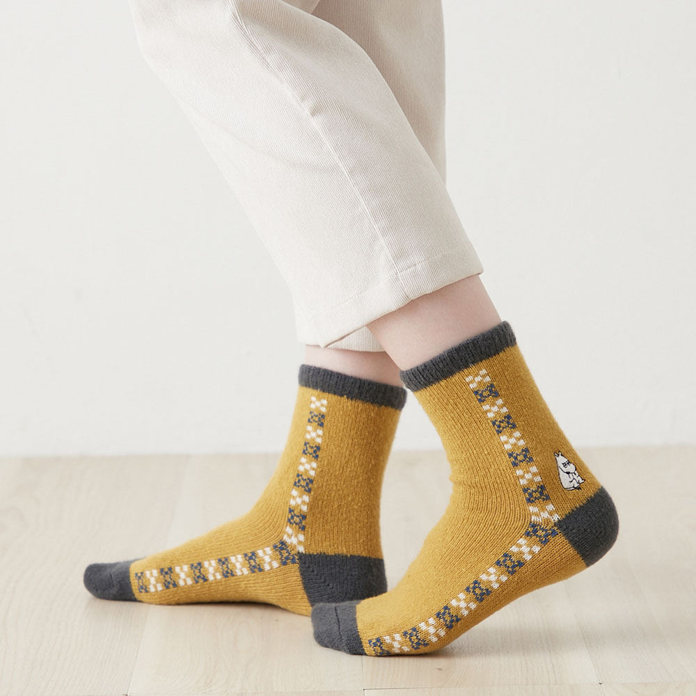 【ムーミン/MOOMIN】2足組クルー丈ふわふわニットソックス「ムーミン」 【ムーミン/MOOMIN】2足組クルー丈ふわふわニットソックス「ムーミン」