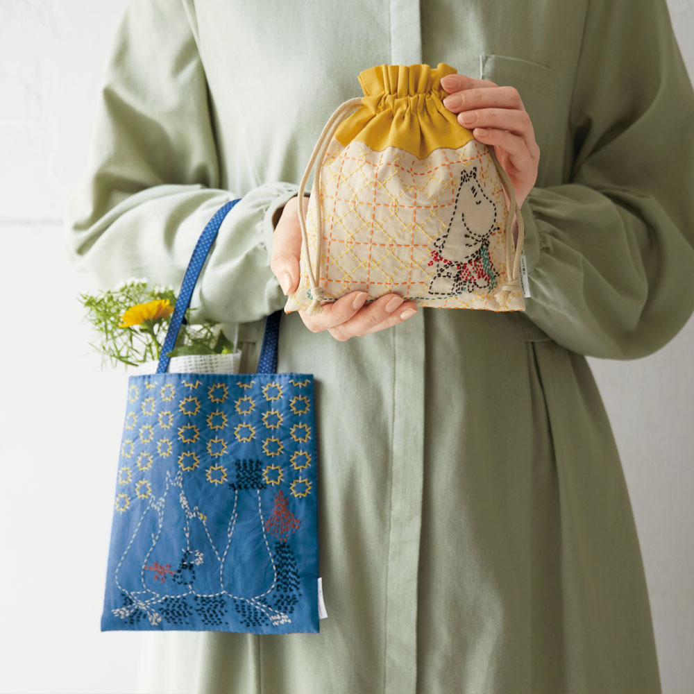 【定期お届け】 ムーミンで描く刺し子こもの手作りキット 12回シリーズ 【定期お届け】 ムーミンで描く刺し子こもの手作りキット 12回シリーズ