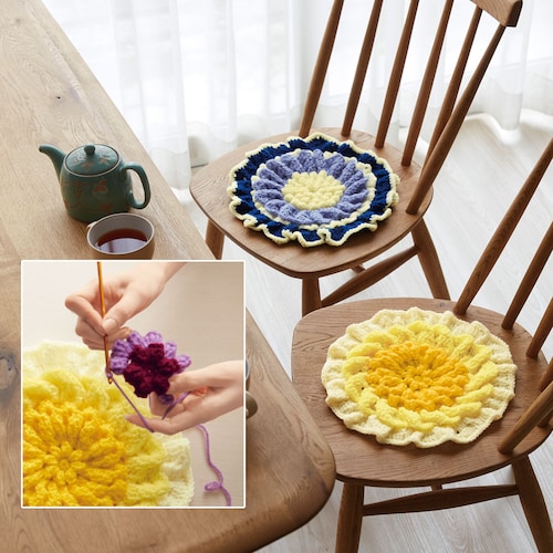 【定期お届け】 かぎ針編みざぶとん手作りキット ：12回シリーズ