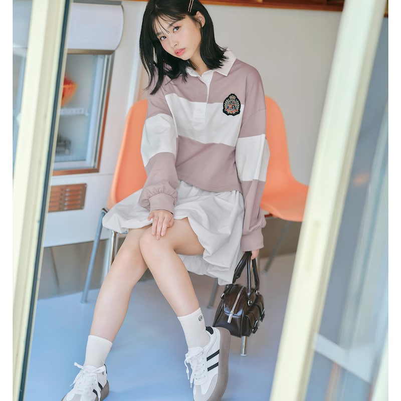 ピンクグレージュ／モデル身長158cm・サイズJ-M