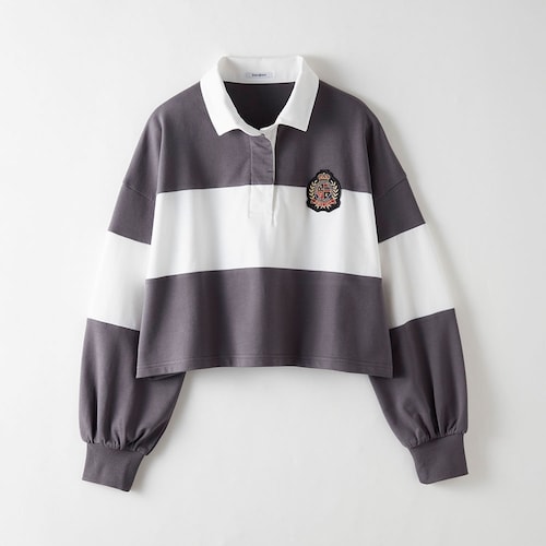 配色切替え綿ミニ裏毛ラガーシャツプルオーバー 【子供服 長袖】