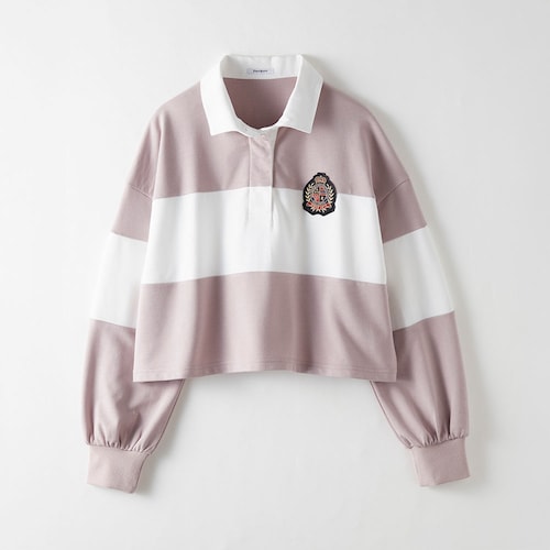 配色切替え綿ミニ裏毛ラガーシャツプルオーバー 【子供服 長袖】