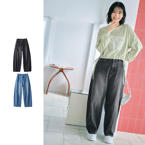 バレルレッグデニムパンツ(ウエスト調節可) 【子供ズボン】