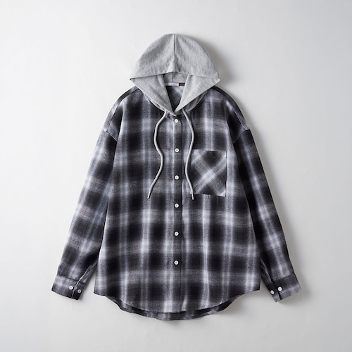 フード付きチェックシャツ 【子供服 長袖】