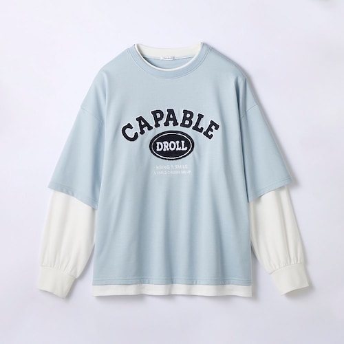 サガラ刺繍ルーズレイヤード風プルオーバー 【子供服 長袖】