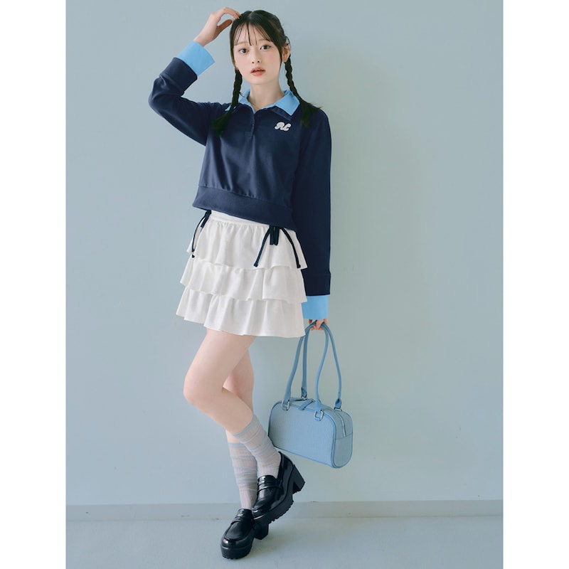 ネイビー×サックス／モデル身長160cm・サイズJ-M