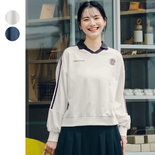 袖ライン綿ミニ裏毛ゲームプルオーバー 【子供服 長袖】