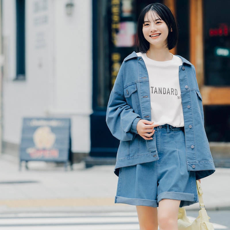 ブルー／モデル身長164cm・サイズJ-M