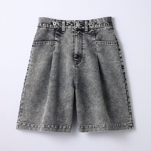 ウエストボタンワイドレッグデニムショートパンツ(ウエスト調節可) 【子供ズボン】