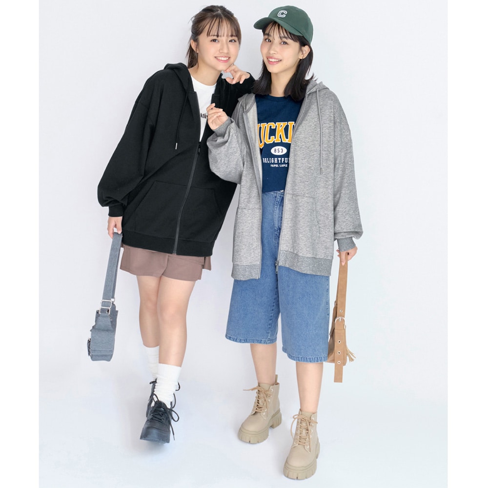 カレッジ風ロゴワッペンオーバーサイズ綿ミニ裏毛プルオーバー 【子供