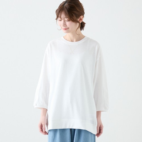 布帛使いラメステッチプルオーバー