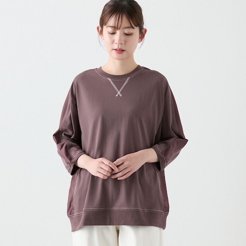 布帛使いラメステッチプルオーバー