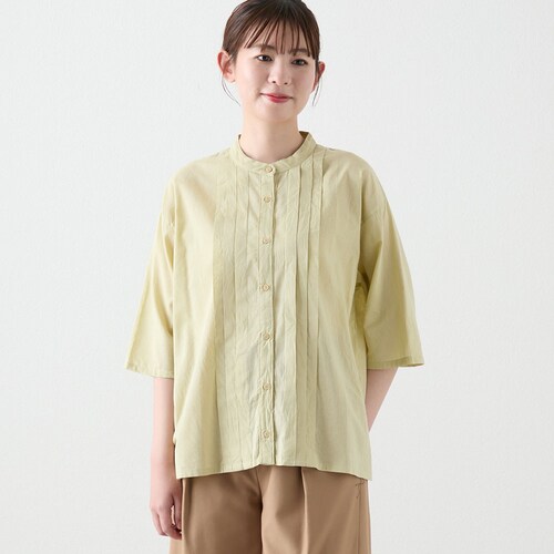 フロントタック7分袖前開きブラウス