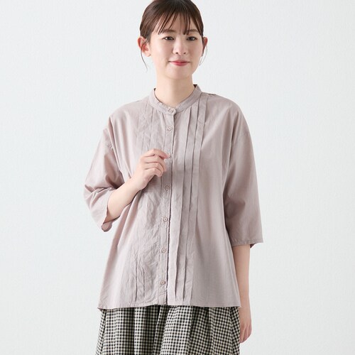 フロントタック7分袖前開きブラウス