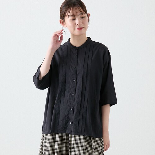 フロントタック7分袖前開きブラウス