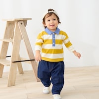 アイボリー×マスタード／モデル身長80cm・80サイズ着用・体重10kg