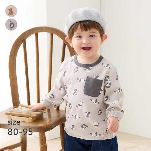 アニマルかわいいバルーンシルエット総柄長袖Ｔシャツ 【ベビー服】