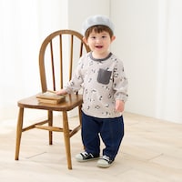 パンダ（グレージュ）／モデル身長79cm・80サイズ着用・体重10.5kg