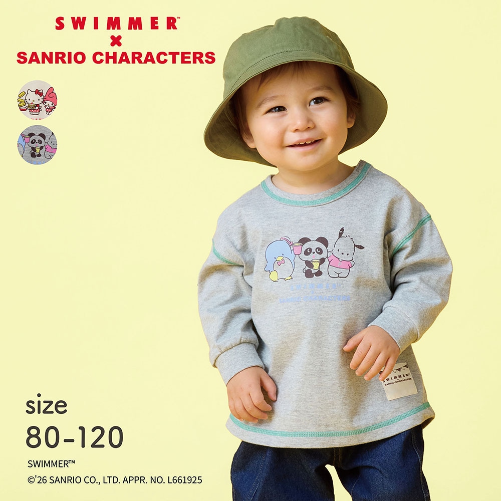 【SWIMMER×SANRIO CHARACTERS】SWIMMER×サンリオキャラクターズ 配色ステッチプリント長袖Tシャツ 【ベビー服】