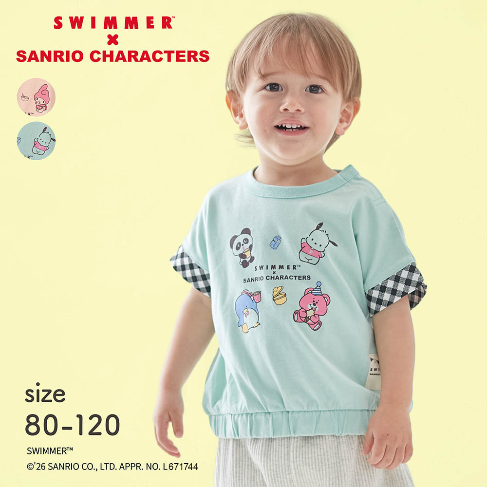 SWIMMER×サンリオキャラクターズ 袖口折り返し風デザイン半袖Tシャツ 【ベビー服】