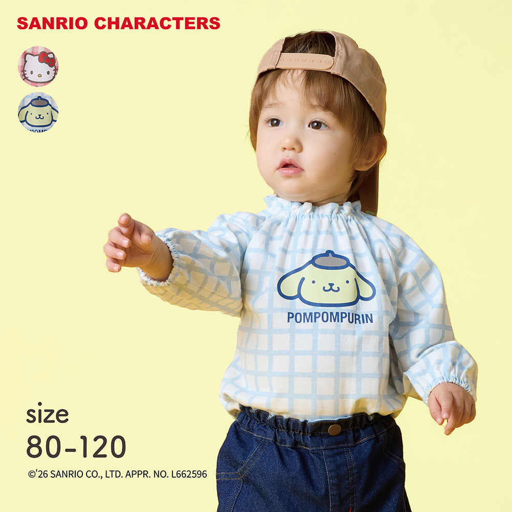 【サンリオキャラクターズ】襟ギャザープリント長袖Tシャツ(サンリオキャラクターズ) 【ベビー服】