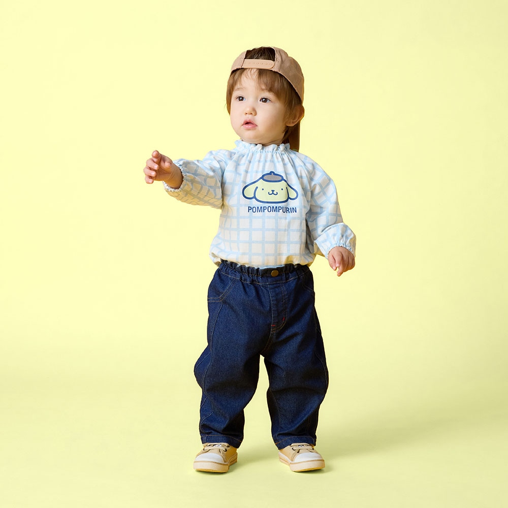 ポムポムプリン（サックス）／モデル身長82cm・80サイズ着用・体重10.5kg