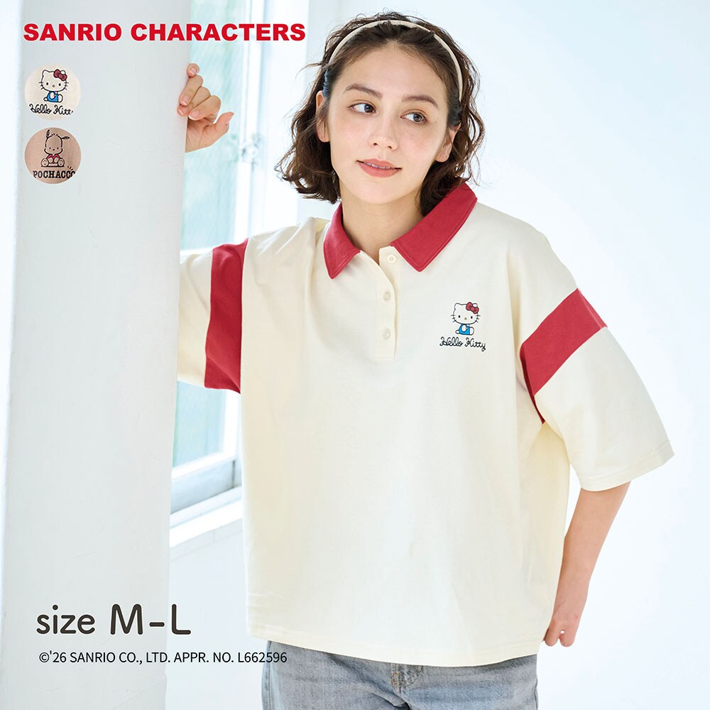 【サンリオキャラクターズ】襟付きレディース五分袖Tシャツ(サンリオキャラクターズ)