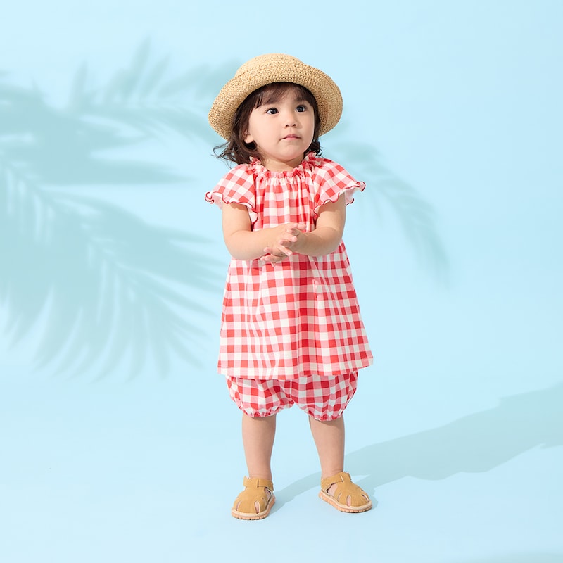 レッドギンガム／モデル身長81cm・80サイズ着用・体重10.5kg