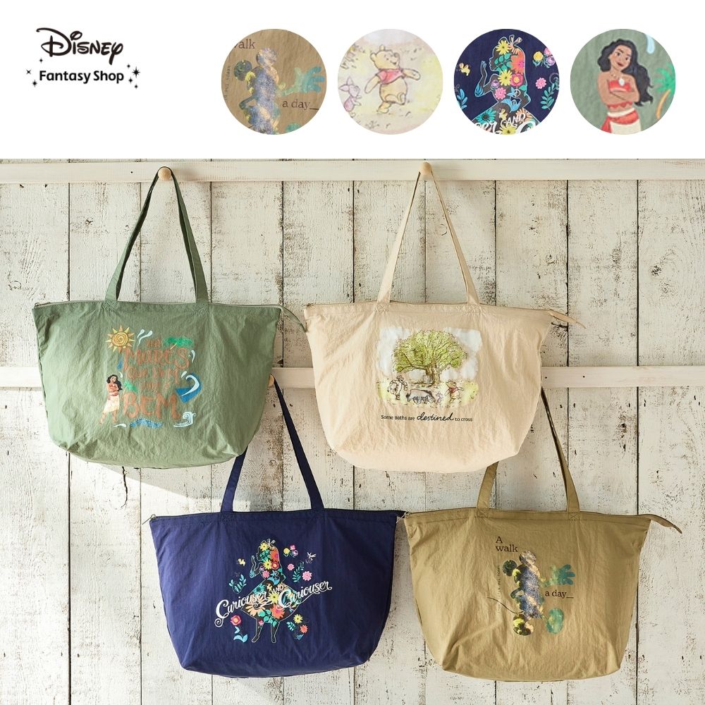 【ディズニー/Disney】旅行にも便利なファスナー付きポケッタブルエコバッグ(選べるキャラクター)