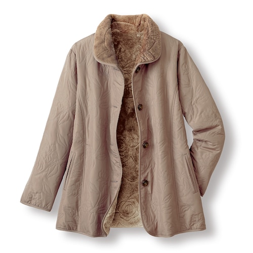 裏ボア花柄キルトジャケット