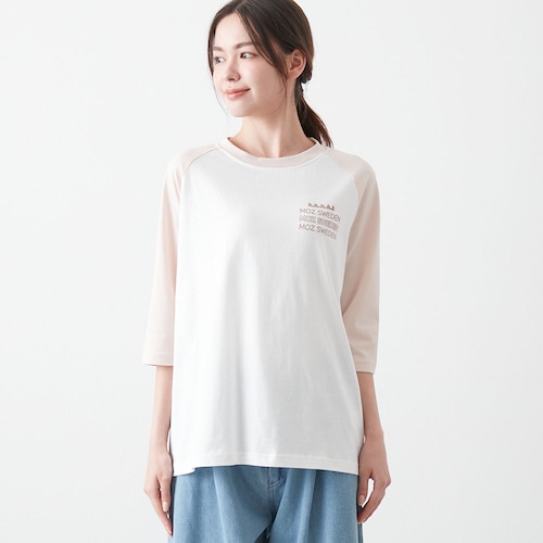 ロゴプリントラグラン6分袖Tシャツ